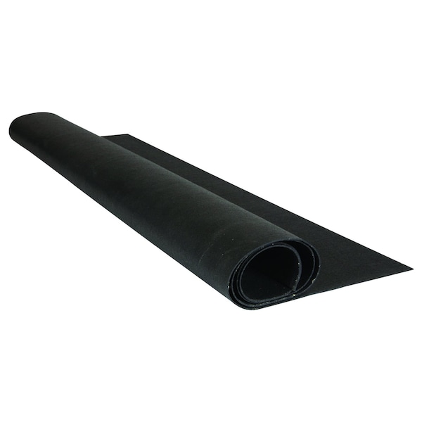 Rubber Roll, Recycled, 1/16 in , 4 ft H x 12 ft W, Black